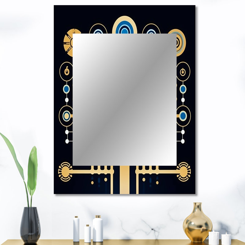 Future Geometry Awakening Of Awareness III - Geometric Unique Wall Mirror Decor, Gold Large Mirror, Printed Metal Art