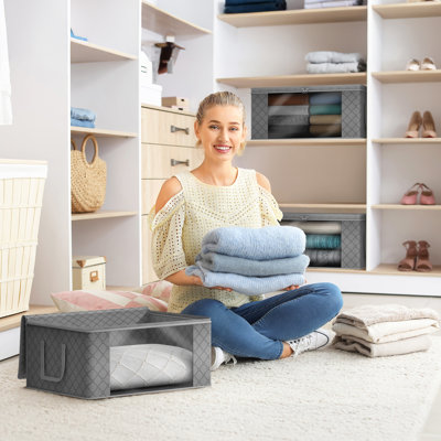 Ensemble de 6 boîtes de rangement pour sac de rangement en tissu pliable, paquet de 2