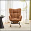 Ensemble chaise berçante à bascule en tissu Teddy avec repose-pieds et poche de rangement latérale, base en bois massif.-1081843047
