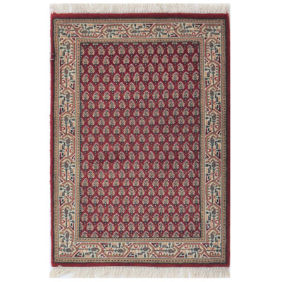 Hand-Knotted High-Quality Red and Beige Area Rug