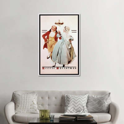 «Couple Dancing Under Mistletoe», reproduction d'art sur toile encadrée