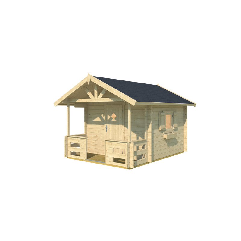Lasita 7 x 7 Ft. Children's Playhouse With Single Glazing (28mm), Brown
