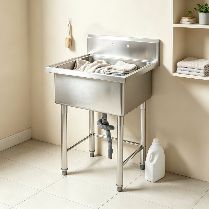 40.5X27x24” Freestanding Utility Sink with Backsplash