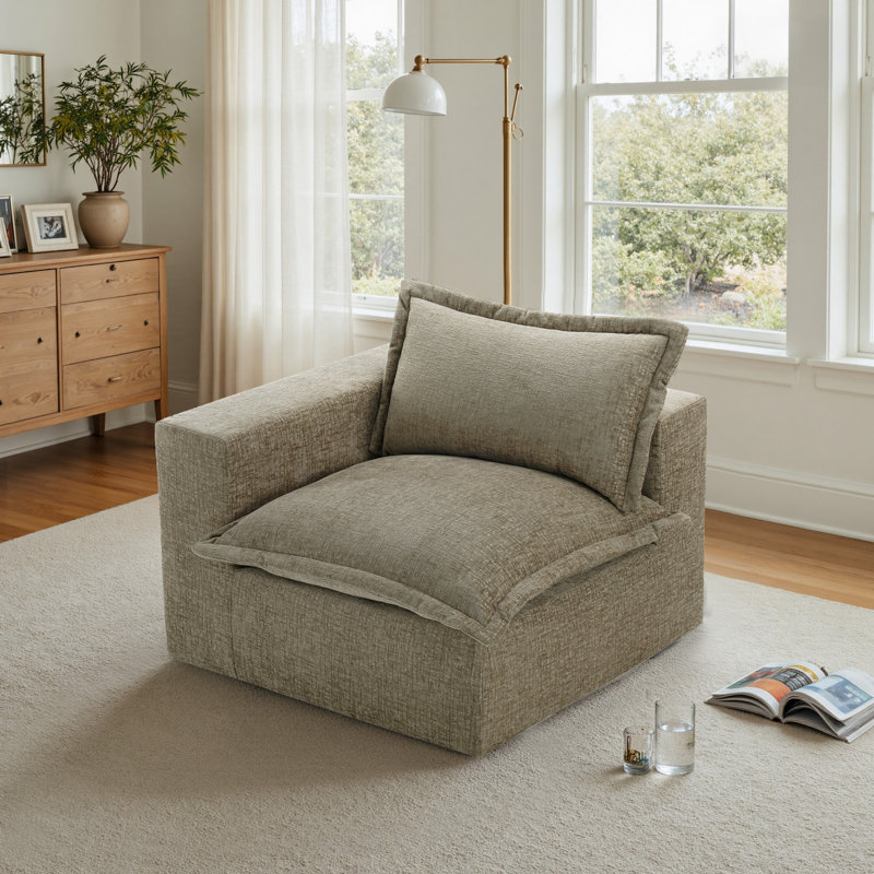 Upholstered Armchair, Camel