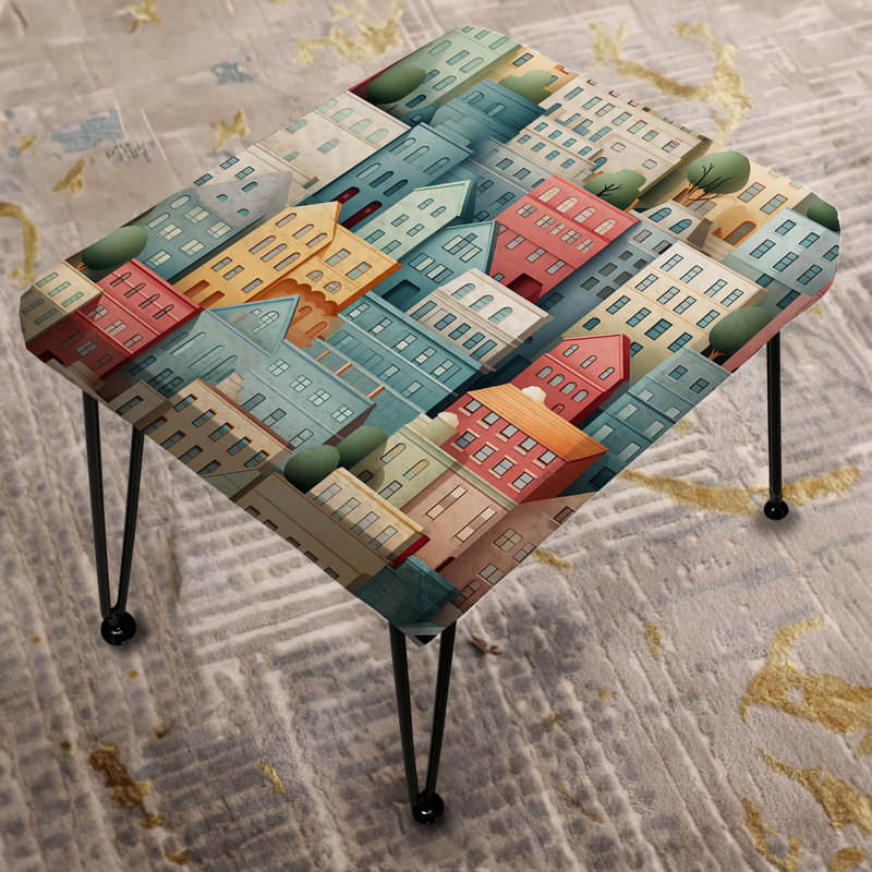 Bâtiments urbains aux couleurs pastel douces - Repose-pieds rectangulaire abstrait