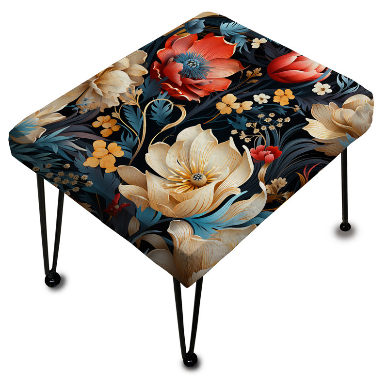 Vintage beige et corail floral nostalgie - Repose-pieds rectangulaire floral