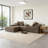 Upholstered Boneless Compression Faux Rabbit Fur Flannel Modular Oversized Sleeper Sofa with Pillows No Assembly Required-1346437167