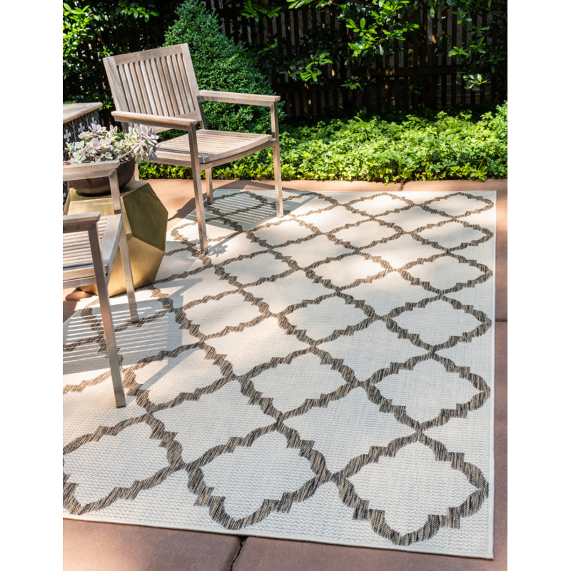 Tapis intérieur / extérieur beige / brun Geraldine, Rectangle 8 pi x 11 pi 4 po