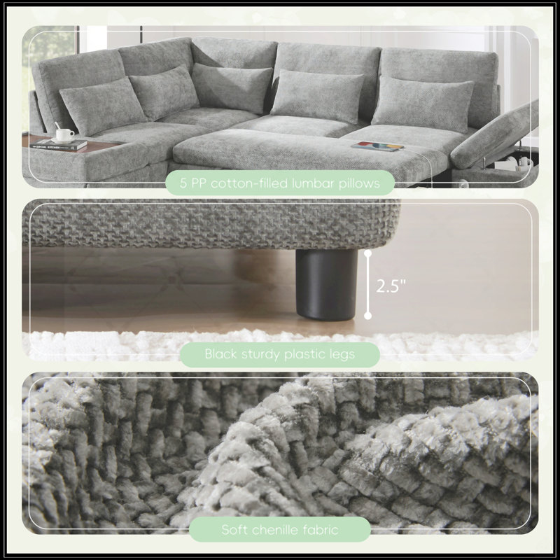107'' Modular Sectional Pull-Out Sofa