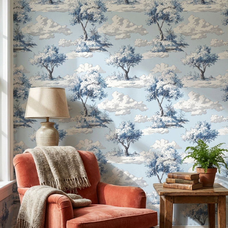 Papier peint traditionnel bleu traditionnel Traditional