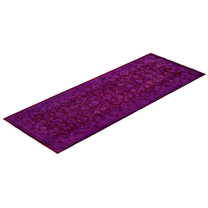 Overdyed Hand-Knotted Wool Modern-Contemporary Purple Runner 2' 7" x 7' 0"