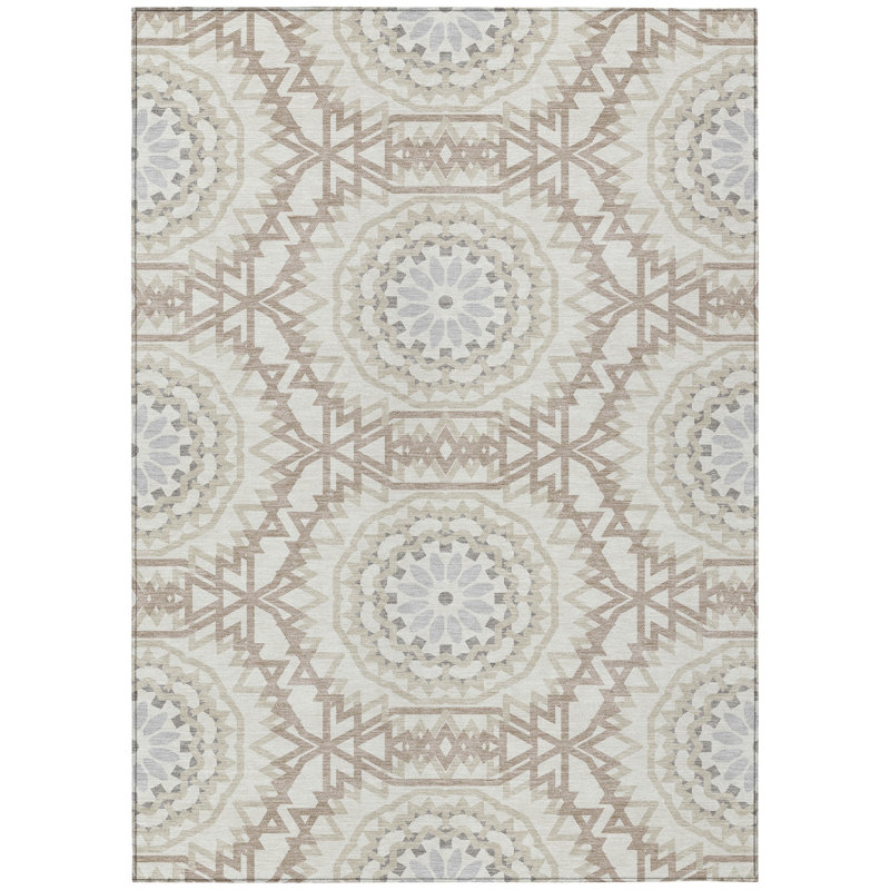 Kawon Geometric Indoor / Outdoor Rug, Rectangle 5' x 7'6"
