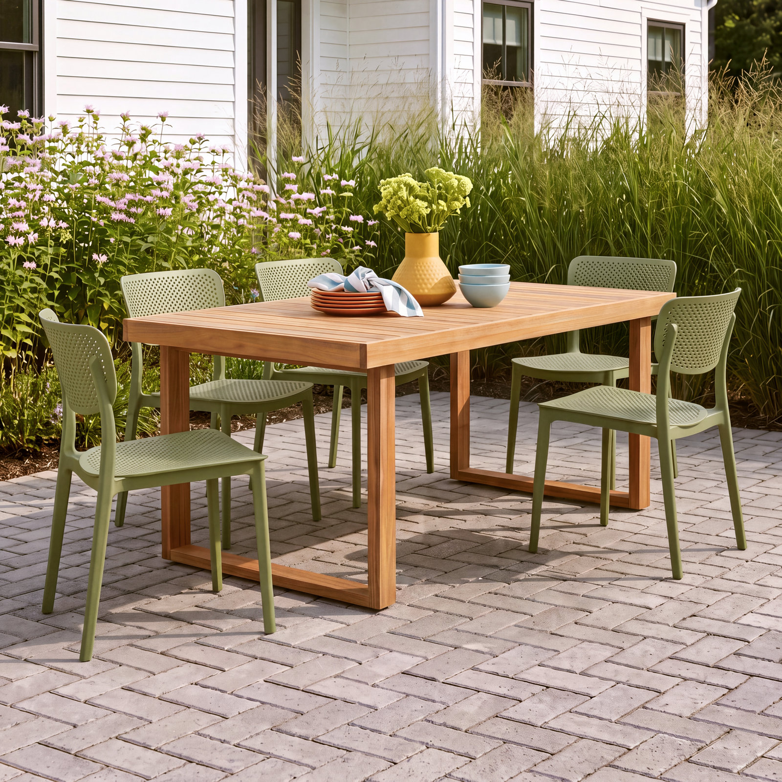 Mirella 67" Acacia Patio Dining Table, Brown