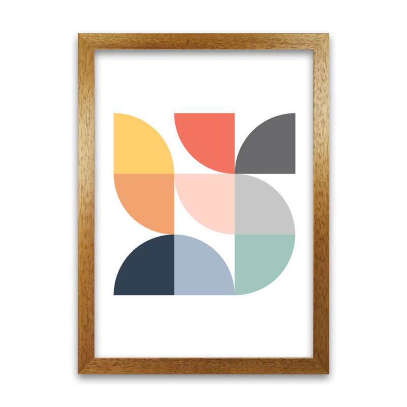 Scandi Quarter Circles Original - Print, Oak Frame, 42cm H x 30cm W x 3cm D