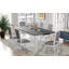 Ensemble de table de salle à manger extensible 7 pièces 78,1 pouces Rustic avec rallonge amovible 18 pouces, 6 chaises de salle à manger rembourrées, 2 tiroirs intégrés, gris foncé et blanc-843529448