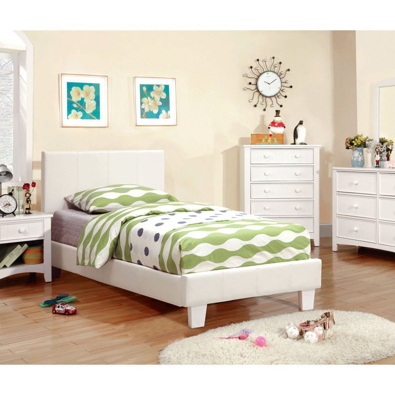 Vegan Leather Bed, Queen, White