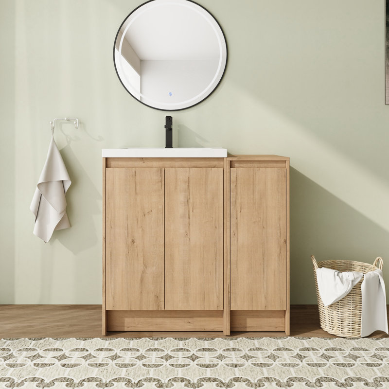 Meuble-lavabo simple autoportant 36 po avec plateau en résine et portes à fermeture en douceur 36 po, 36"