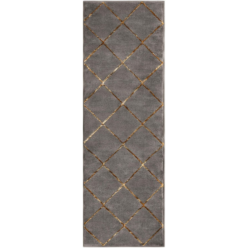 Gris contemporain et gris Etowah, Tapis de couloir 2 pi x 6 pi 1 po