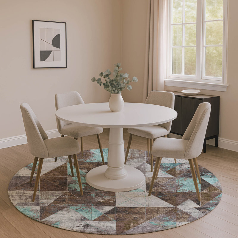 Premium Machine Washable Fairwood AMF1888 Geometric Rug, Round 8'