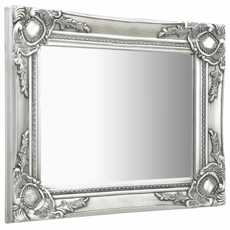 Ginsberg Wood Square Wall Mirror, Silver, 50cm H x 40cm W