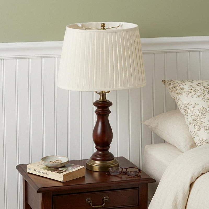 White Linen Pleated Oval Lamp Shade