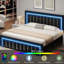 Ensemble de lit plateforme en velours capitonné à DEL avec velours moderne 2 pièces DEL - Suite de chambre à coucher lumineuse 3 pièces-2078139493