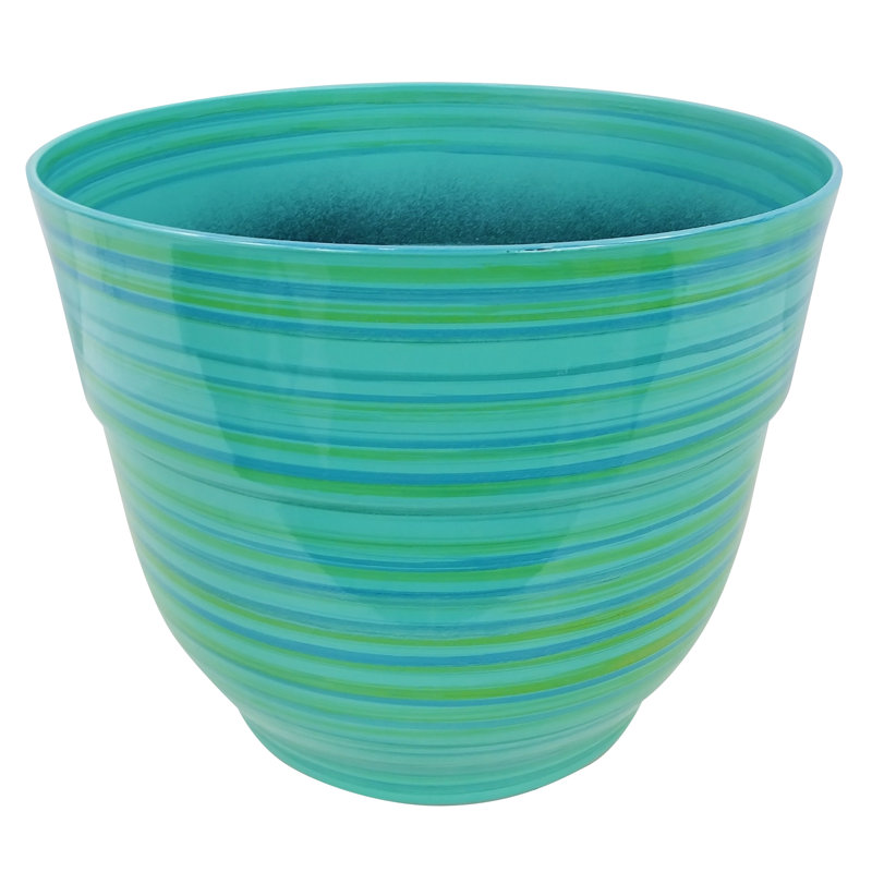 Jardinière ronde intérieure / extérieure, Turquoise, H 11 po x l 13 po x P 13 po