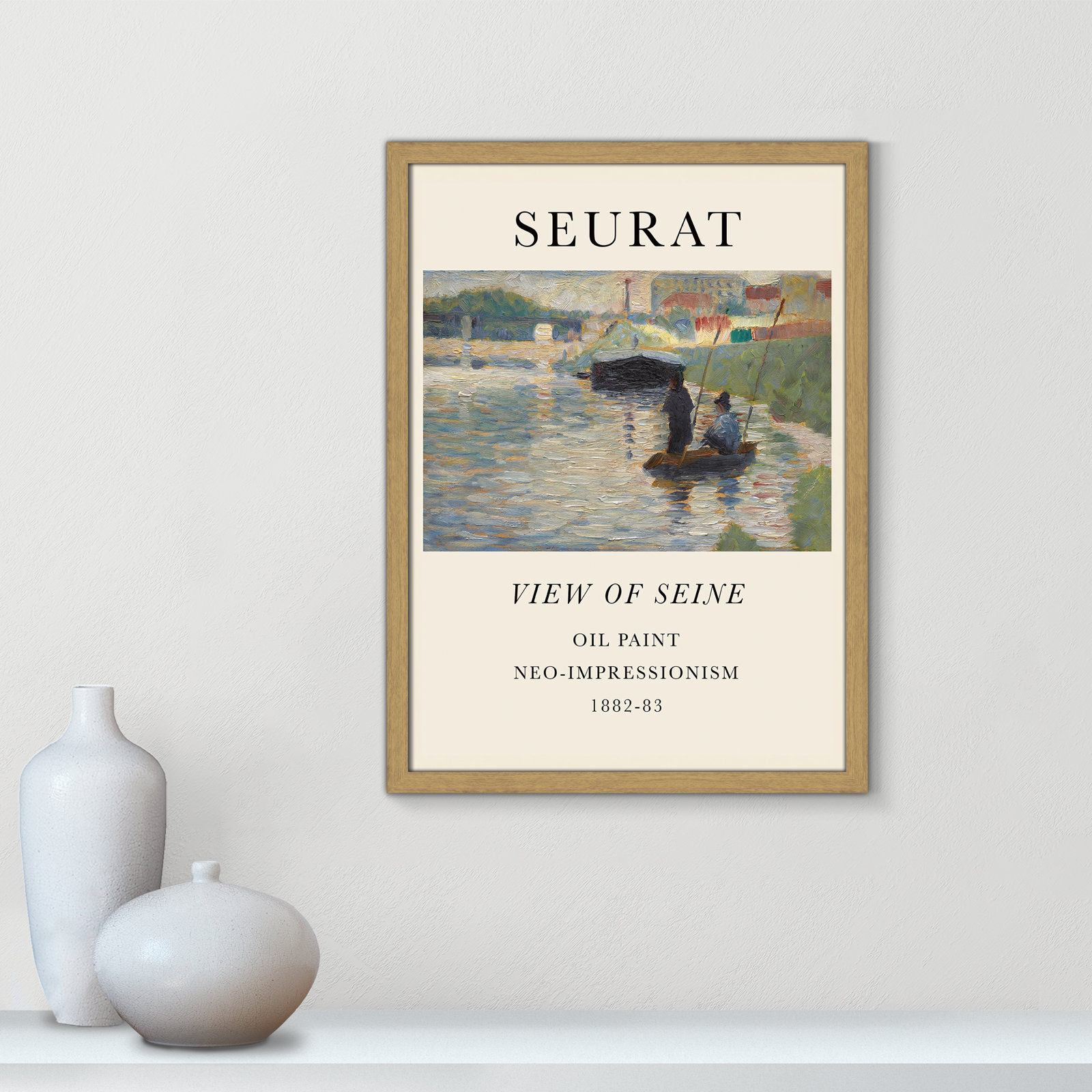 View Of Seine by Georges Seurat, No, Natural Single Picture Frame, 23" H x 17" W x 0.75" D