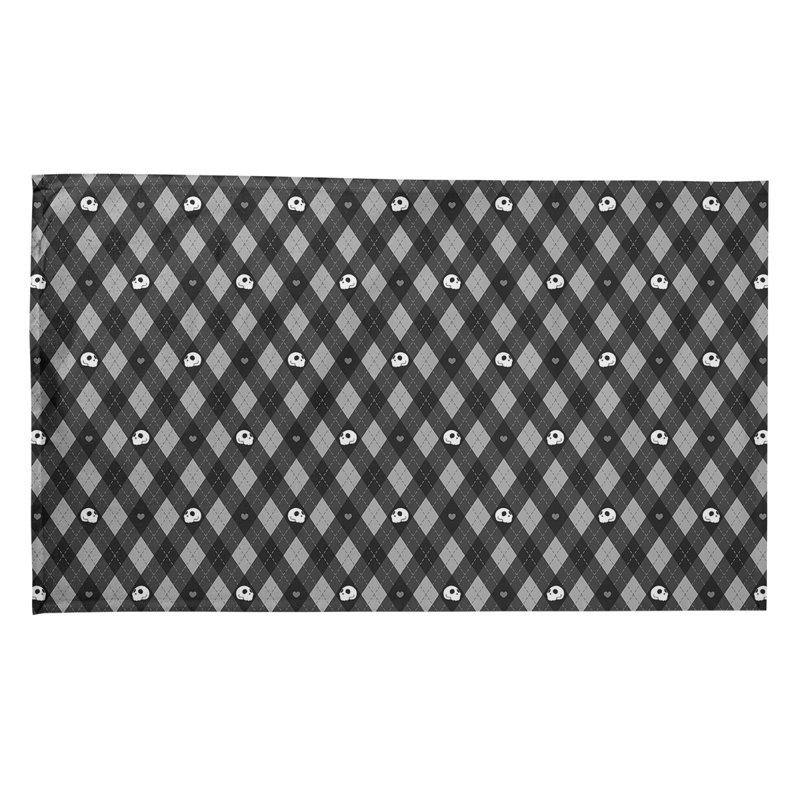 Serviette à thé à motif argyle crânes, Gris, Polyester sergé