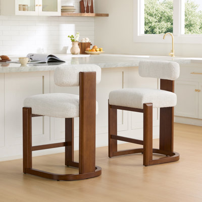Tabouret de comptoir rembourré en bois massif