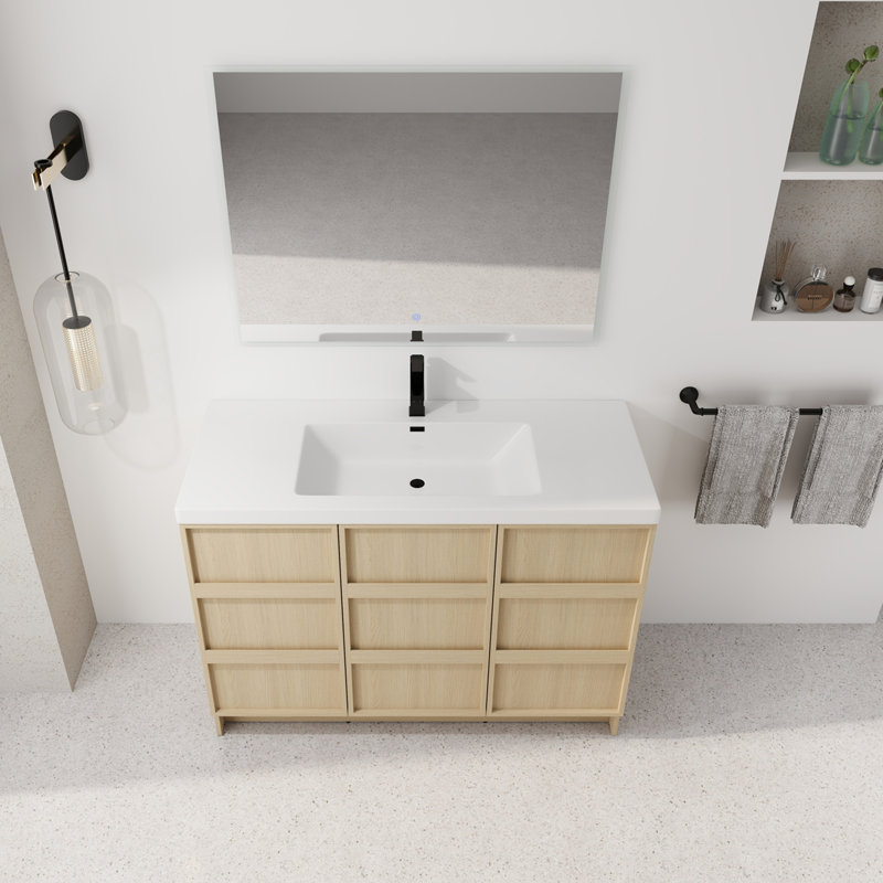 Meuble-lavabo autoportant avec lavabo en résine, 47.3
