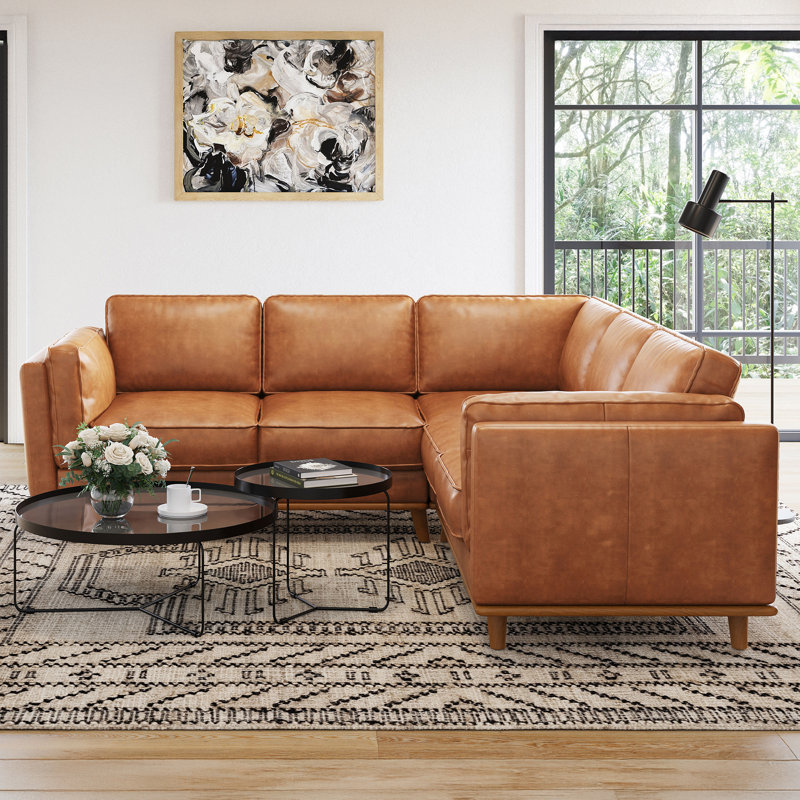 Shanteka L-Shape Corner Leather Sectional Sofa, Ultimate Comfort