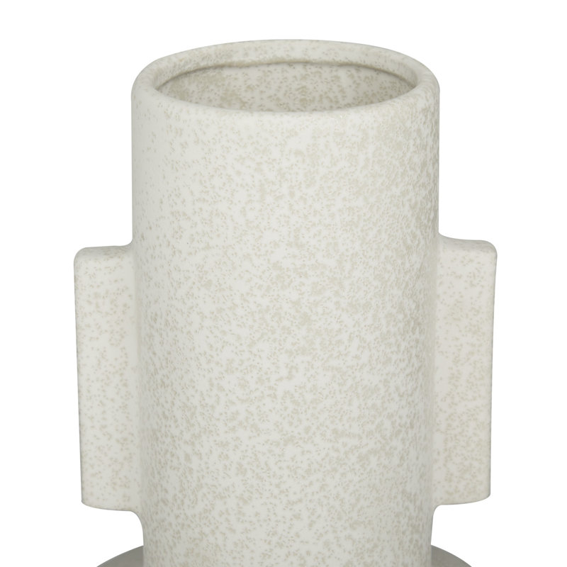 White Geometric Ceramic Table Bud Vase, 15"