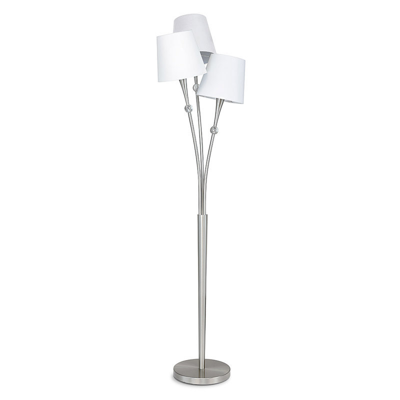 68'' Brushed Nickel Tree Floor Lamp, White