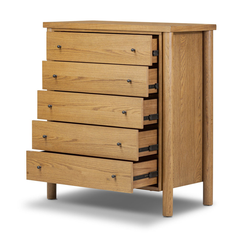 Roark 5 - Drawer Dresser, Saddle Brown Veneer