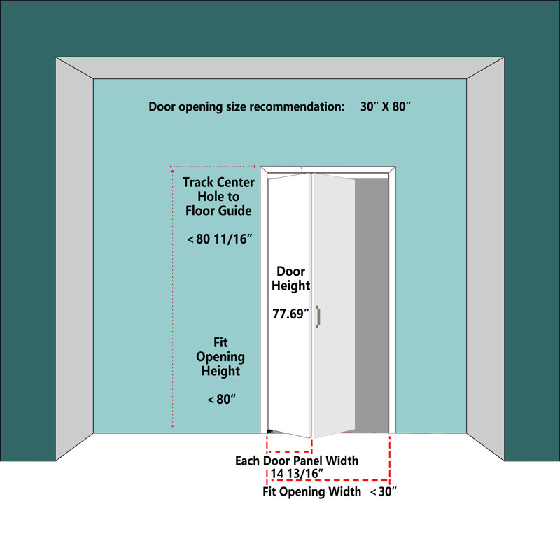 30 in. x 80 in. White Mirrored Glass Full Lite Bi-Fold Door