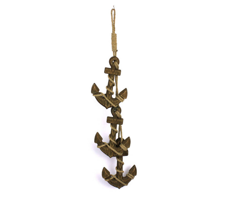 Anwen Handmade Coastal Nautical Wall Decor on Wood, Brown