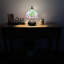 Mini lampe de table Standiff Tiffany avec vitrail mauve et feuilles vertes incluses Ampoule DEL H 12 po x l 8 po x P 8 po