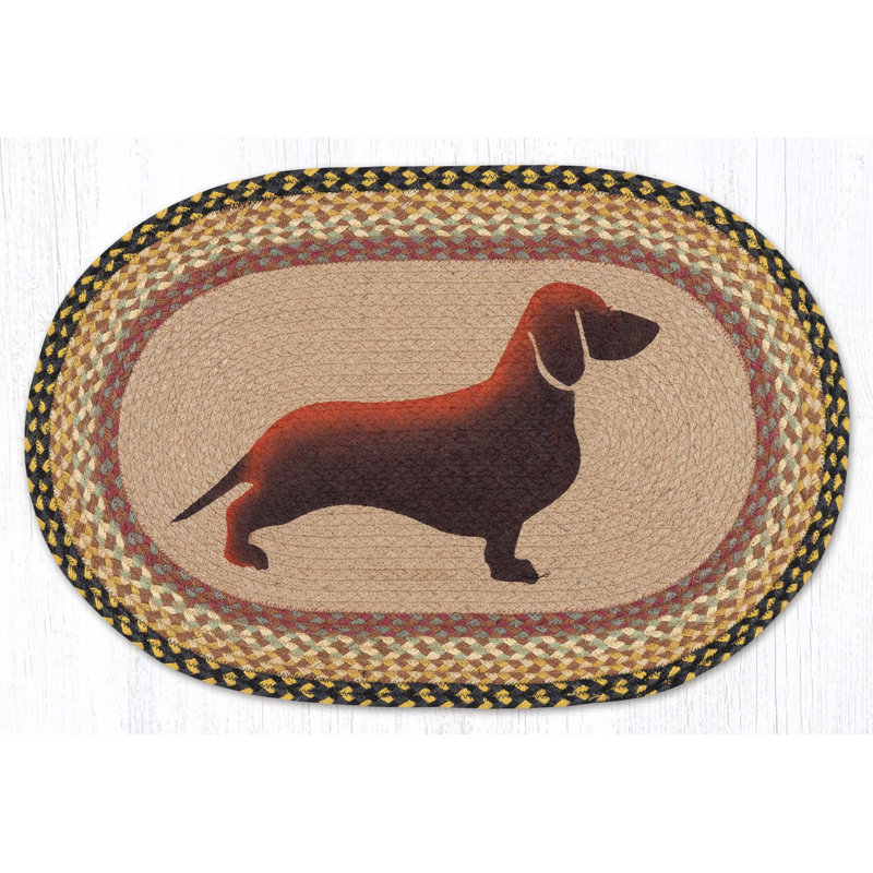  Tapis ovale à motif de tapis rustique 20 po x 30 po, Dachshund