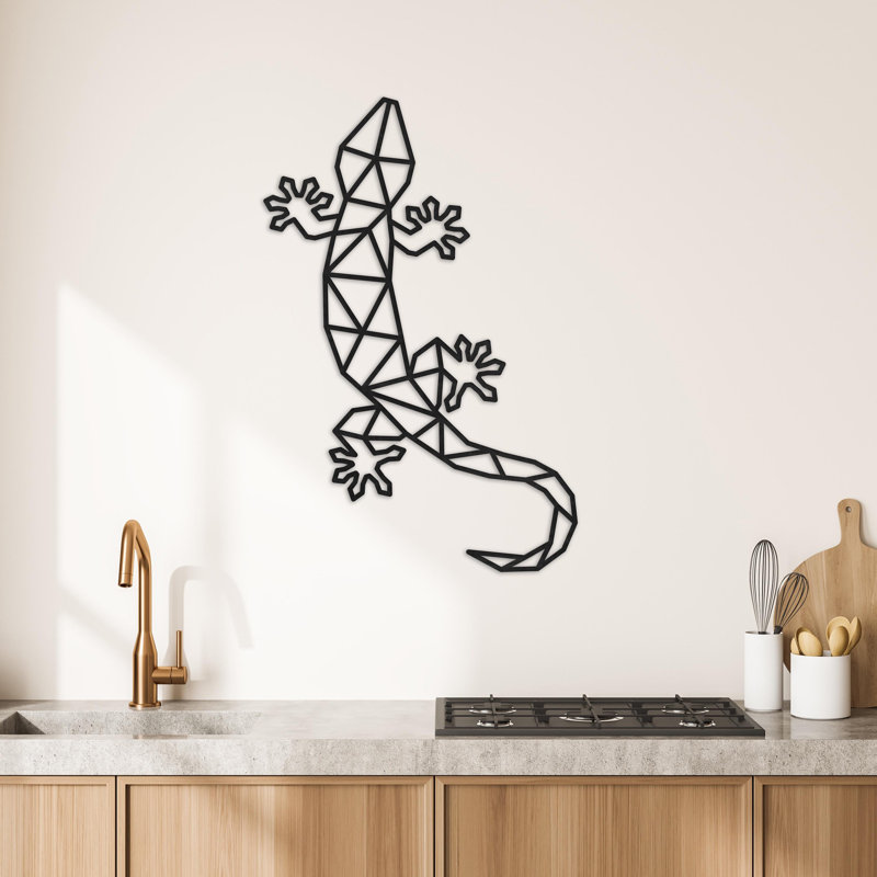 Décoration murale abstraite lézard escalade - ACM blanc (46 po x 30,43 po), Noir, H 32 po x l 21,2 po x P 0,25 po