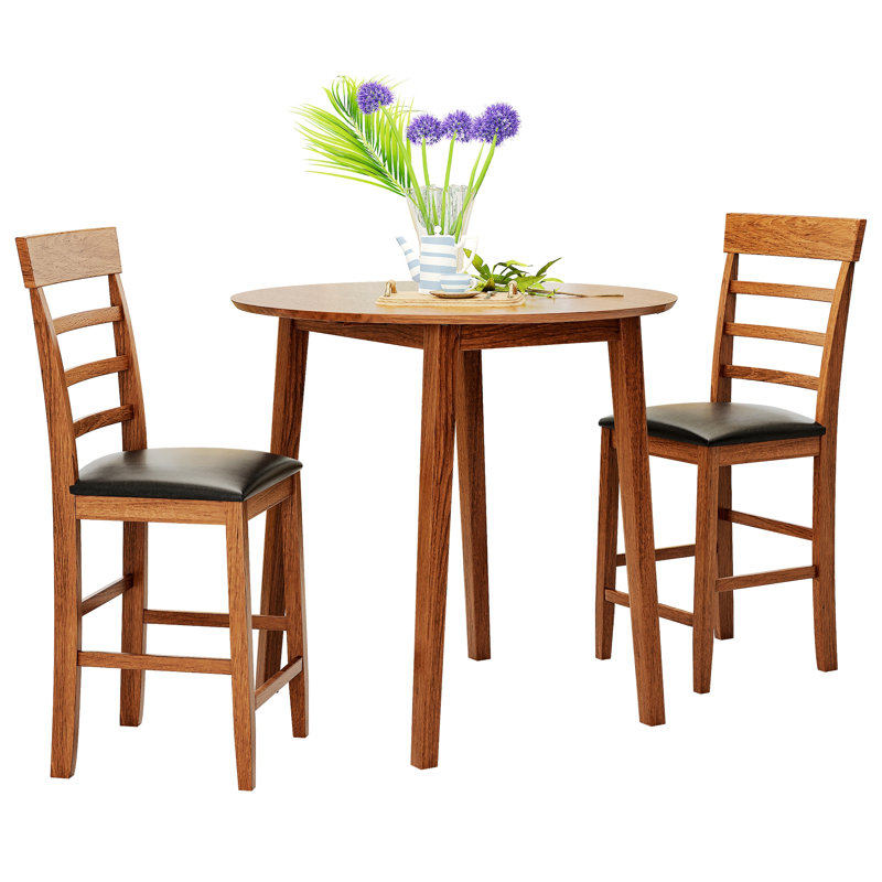 Table à abattants minimaliste avec 2 chaises rembourrées et coussin en similicuir