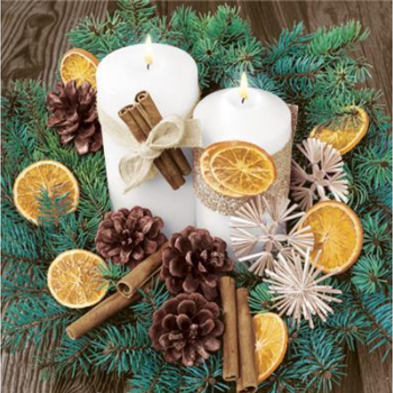 Ensemble de 20 bougies blanches avec motif de pommes de terre et de pommes de pin