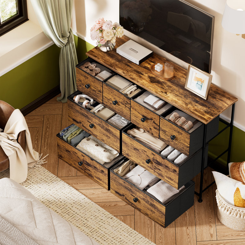 Ojaswi 8-Drawer Horizontal Storage Chest, Brown