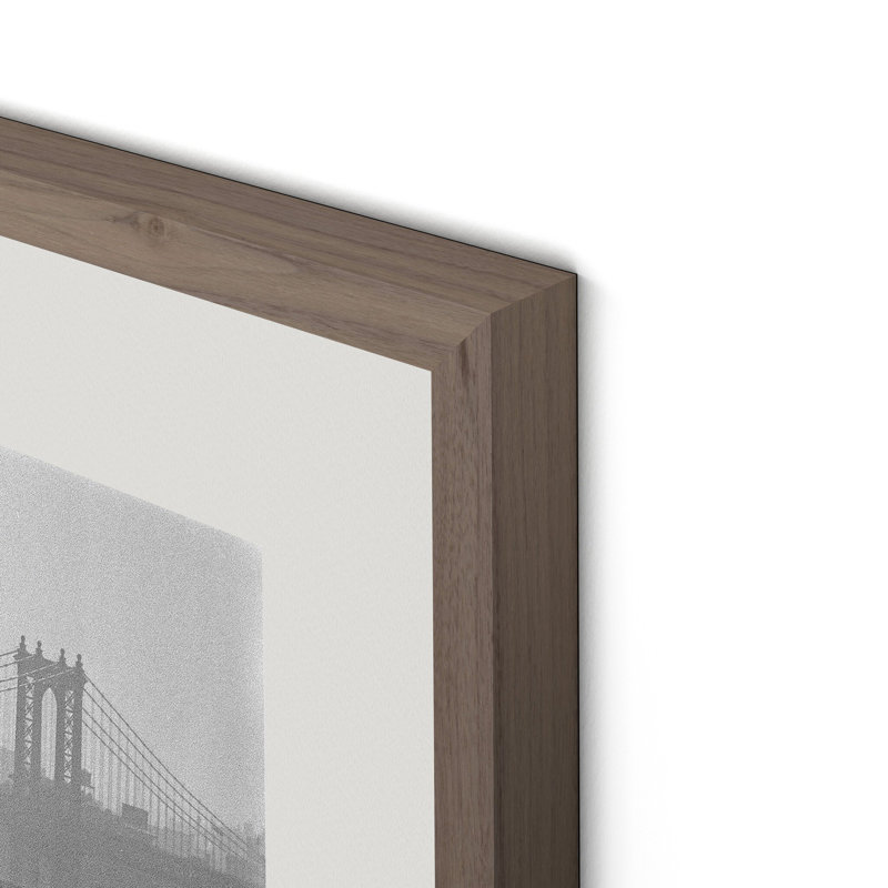 Brooklyn Bridge Print by Barbara Alper, W 24" x H 32", Rustic Walnut