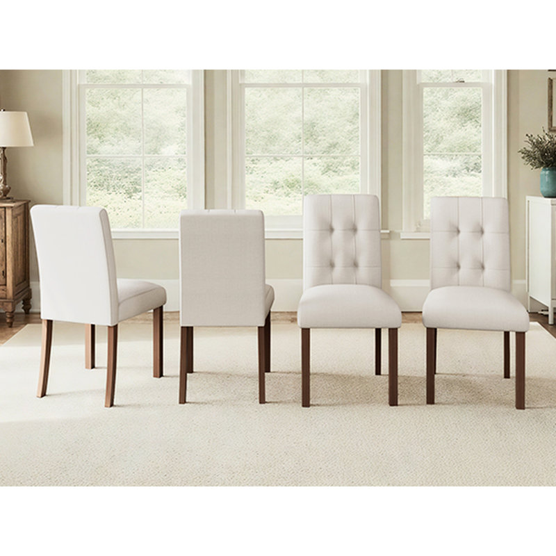 Ensemble de chaises de salle à manger de style Mid-Century 4 pièces avec structure en noyer beige et noyer, Noyer