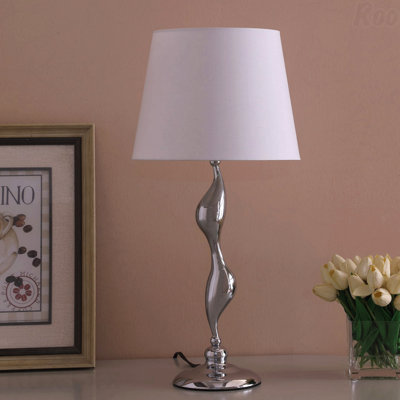 Table Lamp - 24-Inch Erte, Art Deco Silhouette Design, Silver Finish
