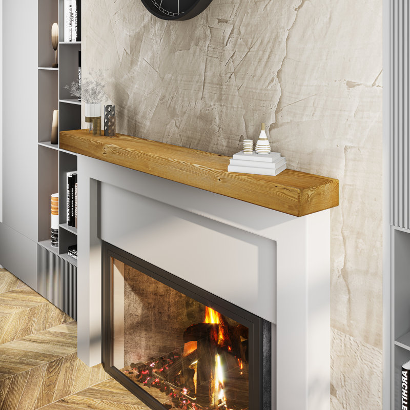 Cleamon Hand Carved Wood Mantel, Natural, 48"
