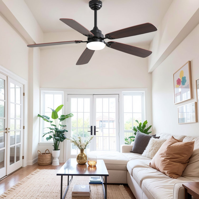 52 Inch Ceiling Fan with Dimmable LED Light and Remote – Modern Quiet DC Motor, 6-Speed, Reversible Dual-Colour Blades, Adjustable Colour Temperature – Bedroom & Living Room Ceiling Fan
