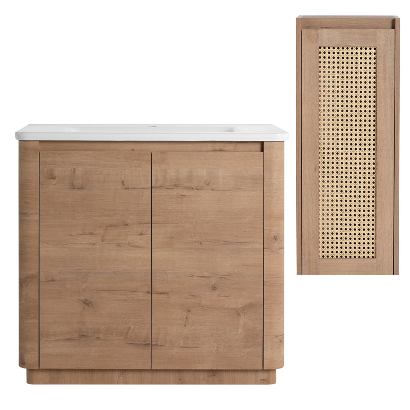 Meuble-lavabo autoportant de 36 po avec lavabo en céramique et 2 portes à fermeture douce, 36"
