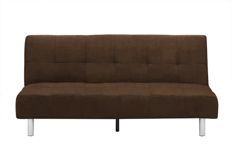 Puzzle Upholstered 68.9'' Sofa, Dark Chocolate Microfiber, Chrome